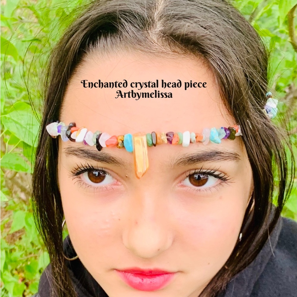 Real Crystal & Feather Clip In Hair/Head Pieces
